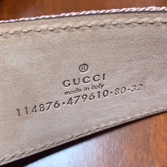 GUCCI Leather with canvas Belt.  Size 80-32 - Picture 3 of 13